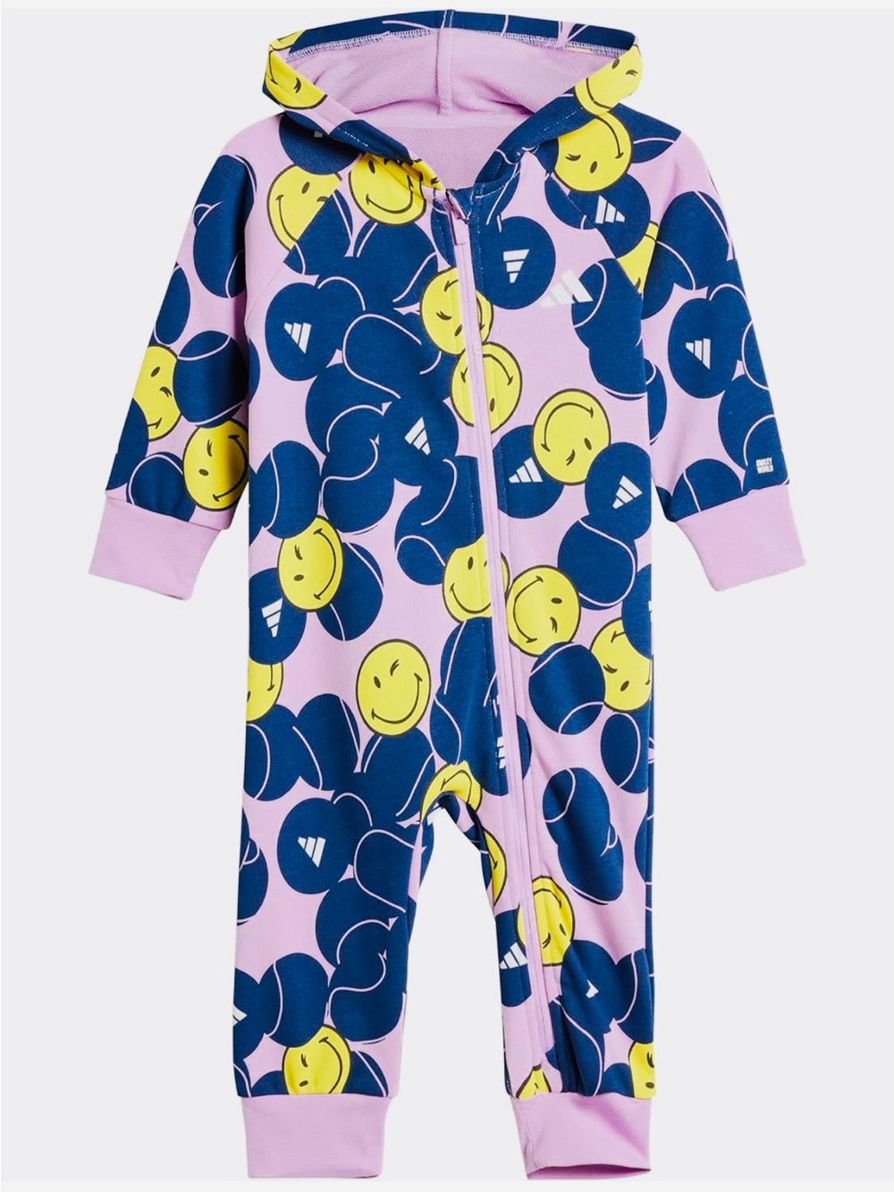 NWT❤️Adidas Baby Pink Smiley Hoodie One-Piece Romper sz9M